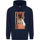Surfing Ride the Wild Tild Surfer Mens 80% Cotton Hoodie Navy Blue
