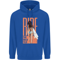 Surfing Ride the Wild Tild Surfer Mens 80% Cotton Hoodie Royal Blue