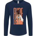 Surfing Ride the Wild Tild Surfer Mens Long Sleeve T-Shirt Navy Blue