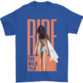 Surfing Ride the Wild Tild Surfer Mens T-Shirt 100% Cotton Royal Blue