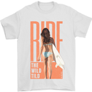 Surfing Ride the Wild Tild Surfer Mens T-Shirt 100% Cotton White