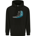 Surfing Skeleton Surf Skull Mens 80% Cotton Hoodie Black