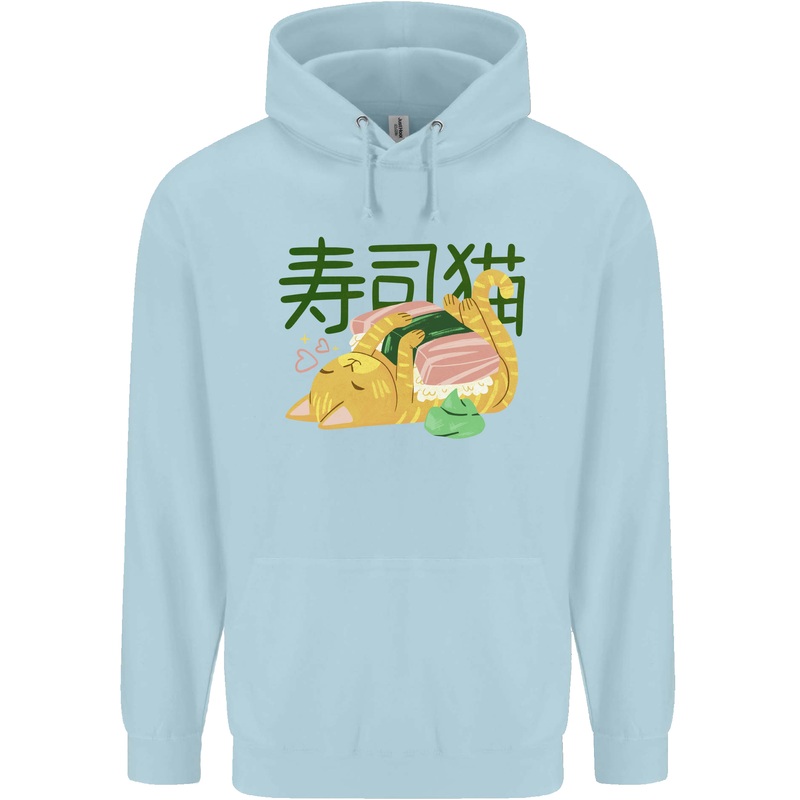 Sushi Cat Childrens Kids Hoodie Light Blue