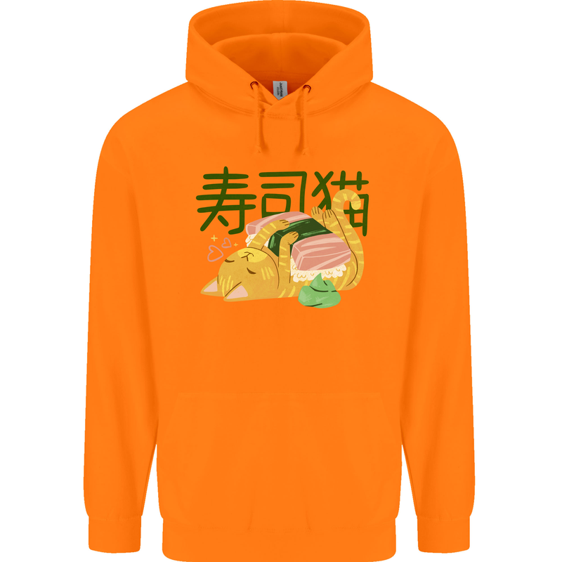 Sushi Cat Childrens Kids Hoodie Orange