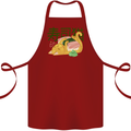 Sushi Cat Cotton Apron 100% Organic Maroon