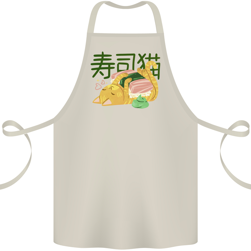 Sushi Cat Cotton Apron 100% Organic Natural