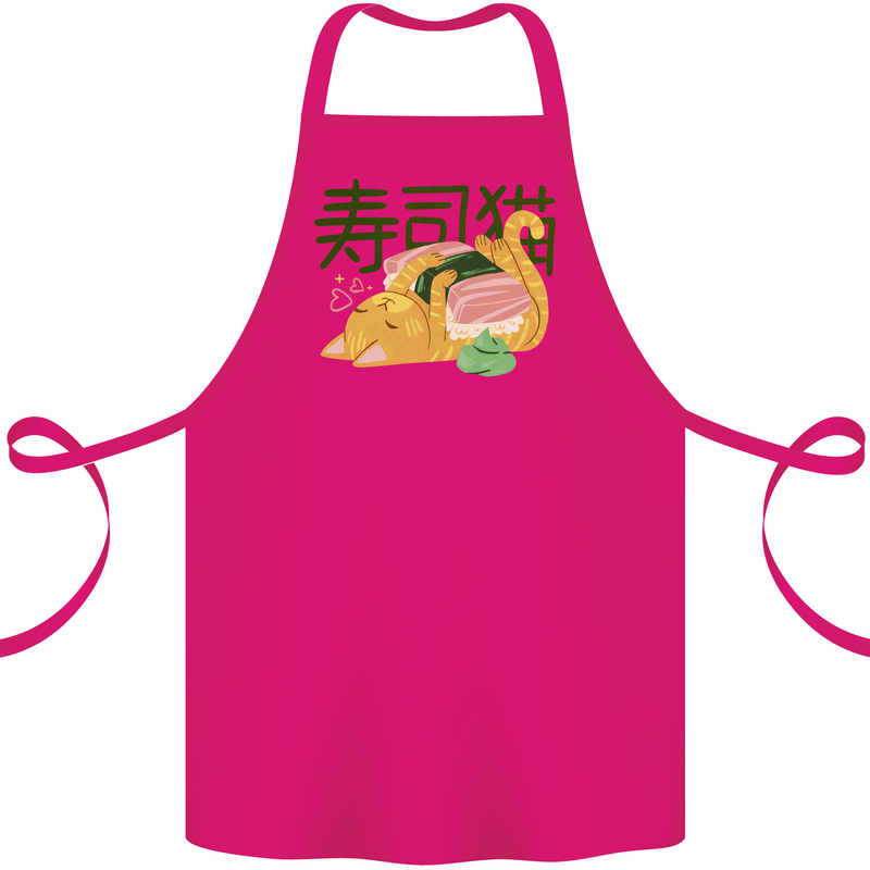 Sushi Cat Cotton Apron 100% Organic Pink