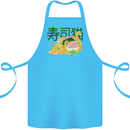 Sushi Cat Cotton Apron 100% Organic Turquoise