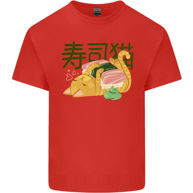 Sushi Cat Kids T-Shirt Childrens Red