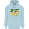 Sushi Cat Mens 80% Cotton Hoodie Light Blue