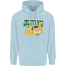 Sushi Cat Mens 80% Cotton Hoodie Light Blue