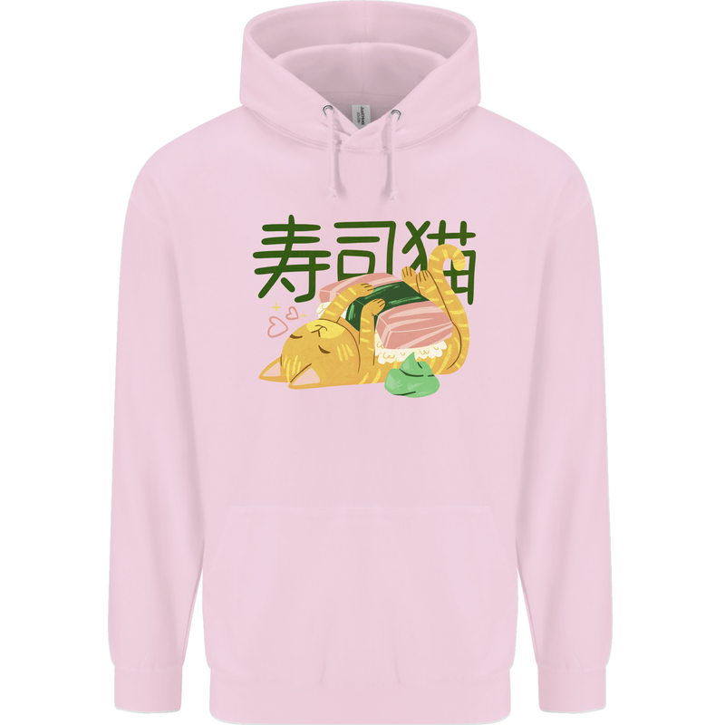 Sushi Cat Mens 80% Cotton Hoodie Light Pink