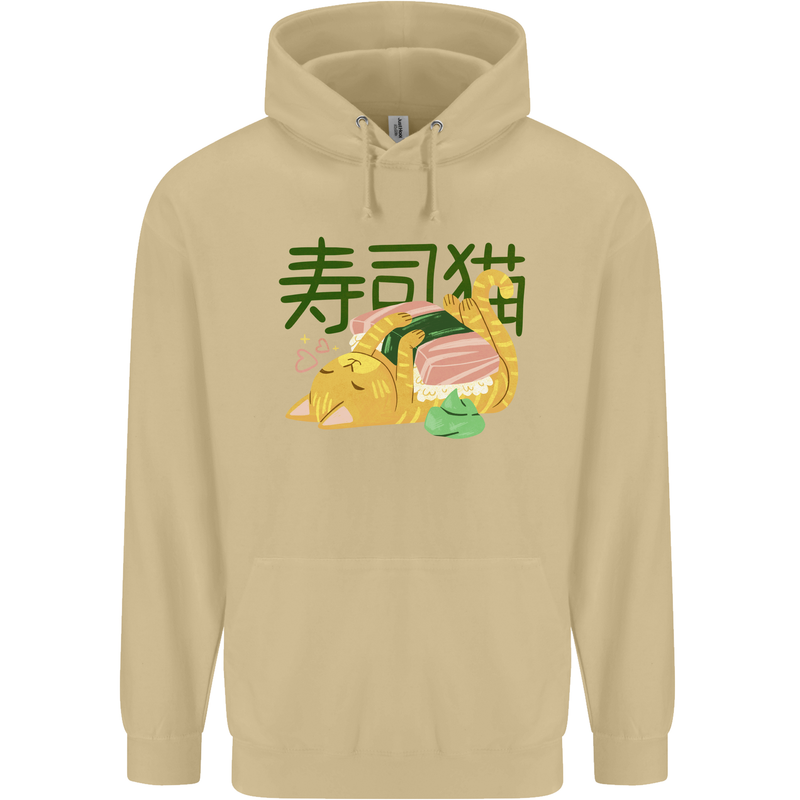 Sushi Cat Mens 80% Cotton Hoodie Sand