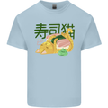 Sushi Cat Mens Cotton T-Shirt Tee Top Light Blue