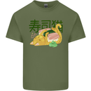 Sushi Cat Mens Cotton T-Shirt Tee Top Military Green