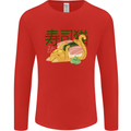 Sushi Cat Mens Long Sleeve T-Shirt Red