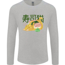 Sushi Cat Mens Long Sleeve T-Shirt Sports Grey