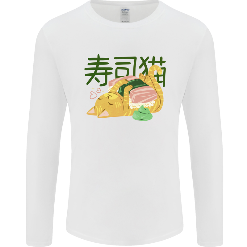 Sushi Cat Mens Long Sleeve T-Shirt White