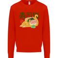 Sushi Cat Mens Sweatshirt Jumper Bright Red