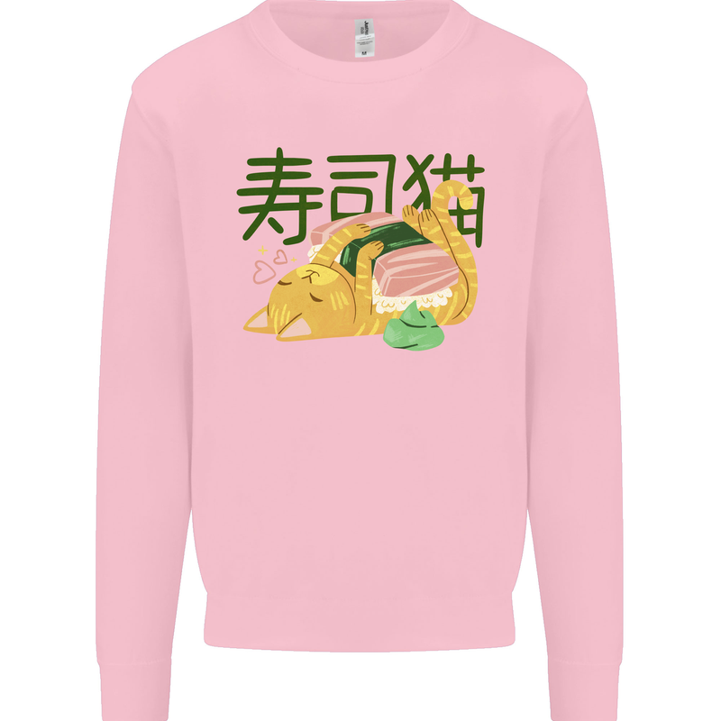 Sushi Cat Mens Sweatshirt Jumper Light Pink