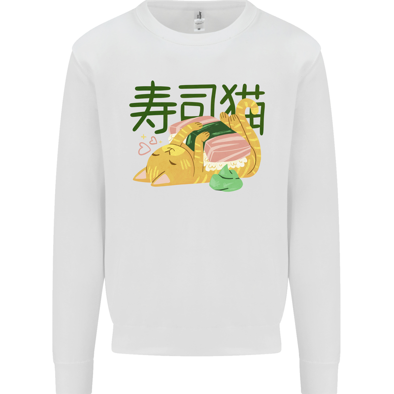 Sushi Cat Mens Sweatshirt Jumper White