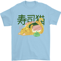 Sushi Cat Mens T-Shirt 100% Cotton Light Blue
