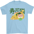 Sushi Cat Mens T-Shirt 100% Cotton Light Blue