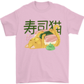 Sushi Cat Mens T-Shirt 100% Cotton Light Pink