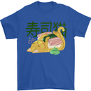 Sushi Cat Mens T-Shirt 100% Cotton Royal Blue
