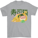 Sushi Cat Mens T-Shirt 100% Cotton Sports Grey