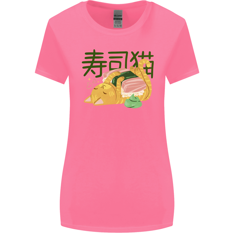 Sushi Cat Womens Wider Cut T-Shirt Azalea