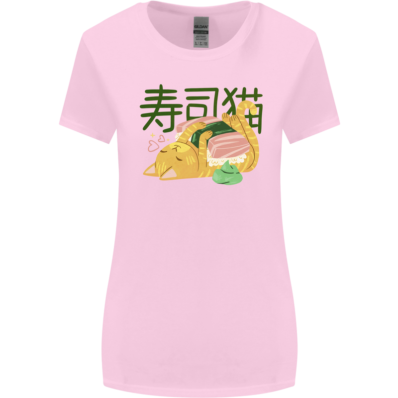 Sushi Cat Womens Wider Cut T-Shirt Light Pink