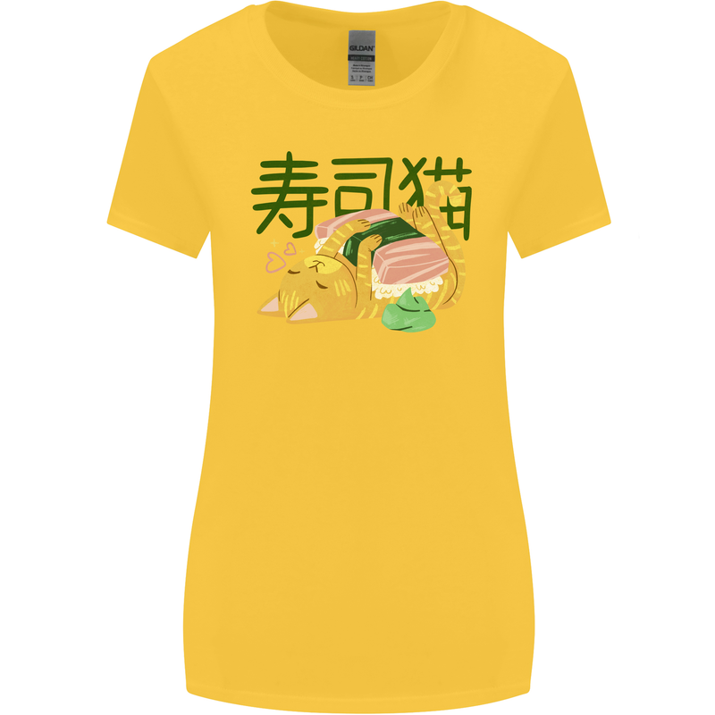 Sushi Cat Womens Wider Cut T-Shirt Yellow