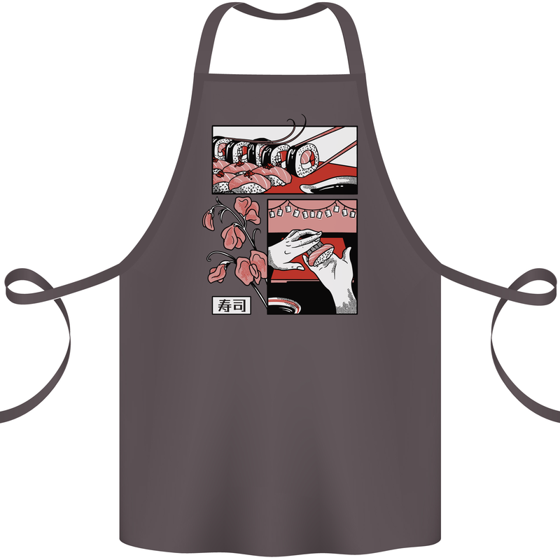 Sushi Cotton Apron 100% Organic Dark Grey