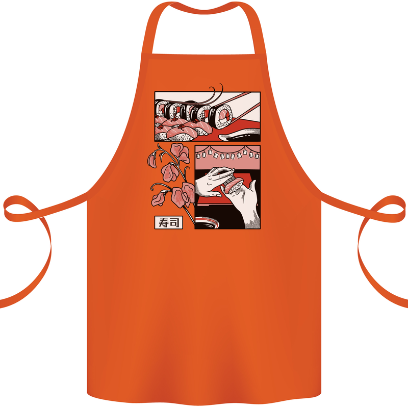 Sushi Cotton Apron 100% Organic Orange