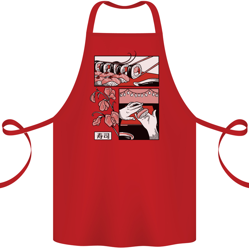 Sushi Cotton Apron 100% Organic Red