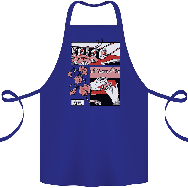 Sushi Cotton Apron 100% Organic Royal Blue