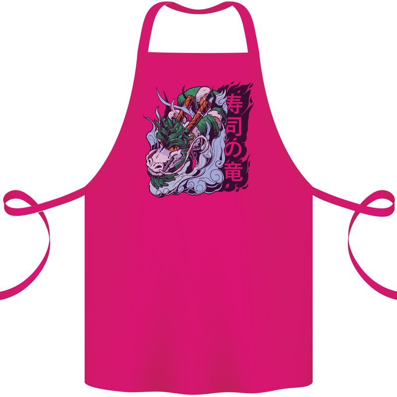 Sushi Dragon Cotton Apron 100% Organic Pink