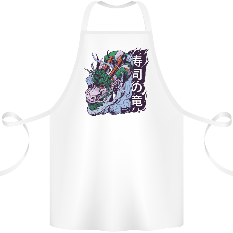 Sushi Dragon Cotton Apron 100% Organic White