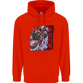 Sushi Dragon Mens 80% Cotton Hoodie Bright Red