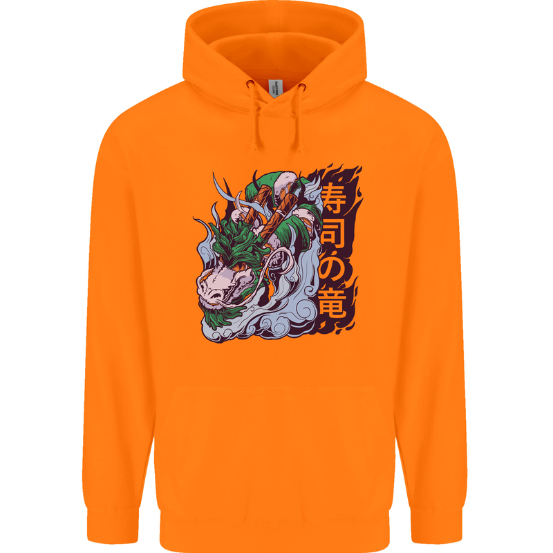 Sushi Dragon Mens 80% Cotton Hoodie Orange