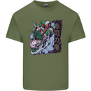Sushi Dragon Mens Cotton T-Shirt Tee Top Military Green