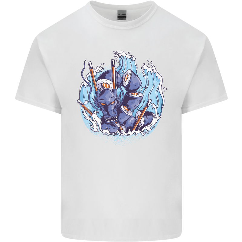 Sushi Dragon Mens Cotton T-Shirt Tee Top White