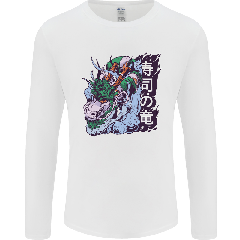 Sushi Dragon Mens Long Sleeve T-Shirt White