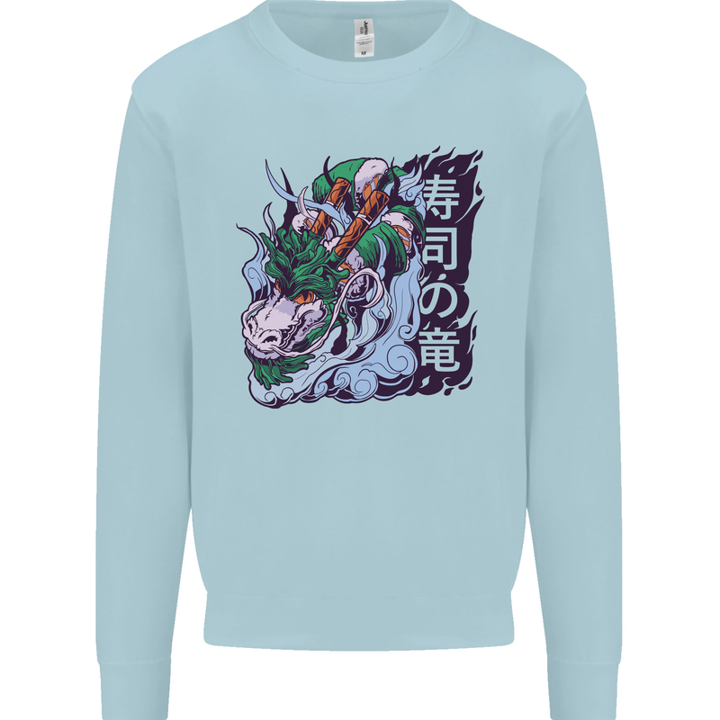 Sushi Dragon Mens Sweatshirt Jumper Light Blue