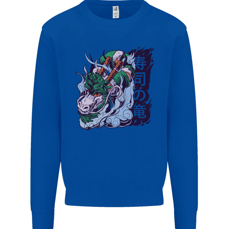 Sushi Dragon Mens Sweatshirt Jumper Royal Blue