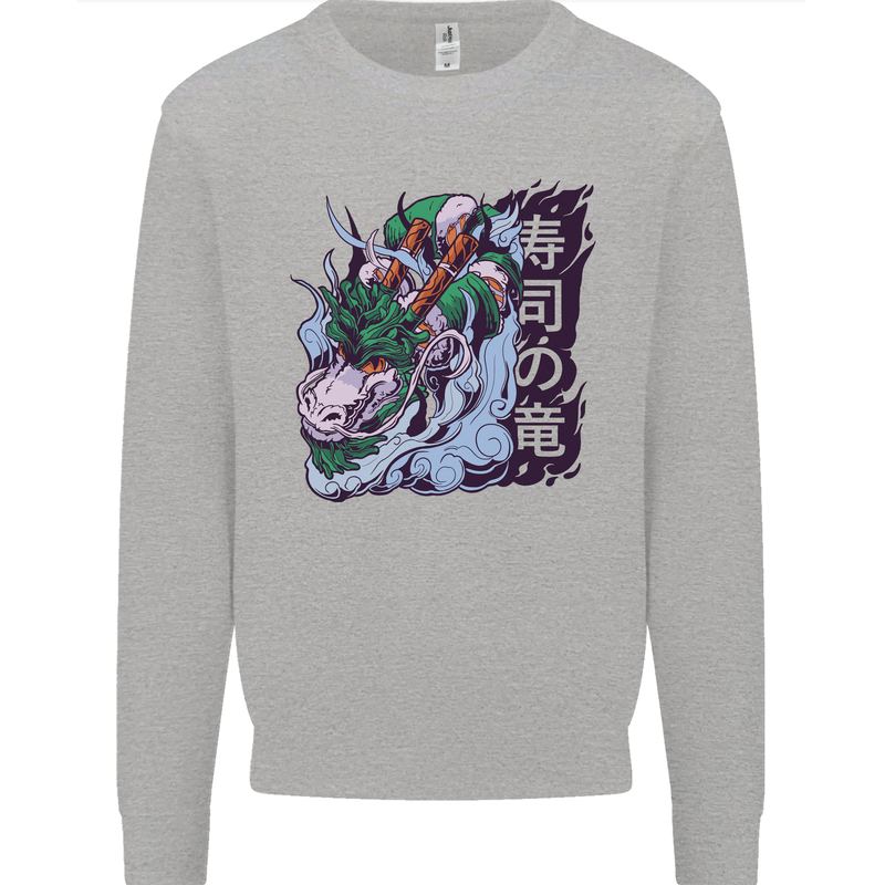 Sushi Dragon Mens Sweatshirt Jumper Sports Grey