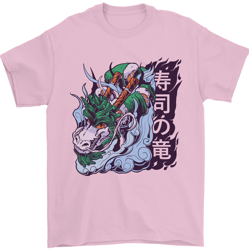 Sushi Dragon Mens T-Shirt 100% Cotton Light Pink