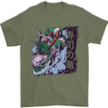 Sushi Dragon Mens T-Shirt 100% Cotton Military Green