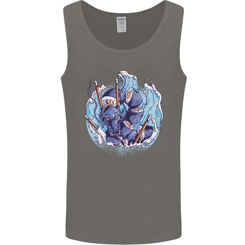 Sushi Dragon Mens Vest Tank Top Charcoal